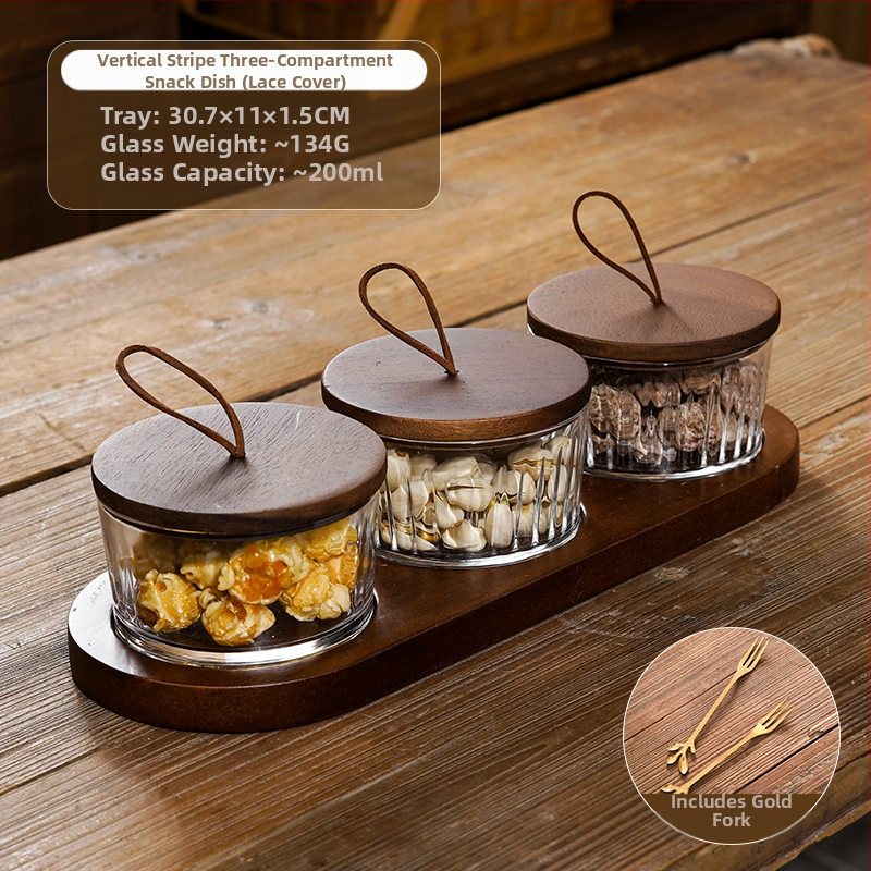 Διαχωριζόμενο πιάτο φρούτων ιαπωνικού στυλ με καπάκι, στρογγυλό γυάλινο μπολ για φρούτα και σνακ, απλός σχεδιασμός