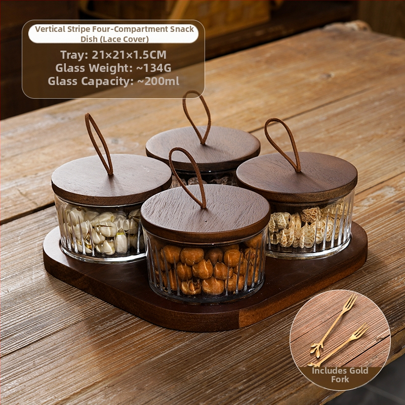 Διαχωριζόμενο πιάτο φρούτων ιαπωνικού στυλ με καπάκι, στρογγυλό γυάλινο μπολ για φρούτα και σνακ, απλός σχεδιασμός