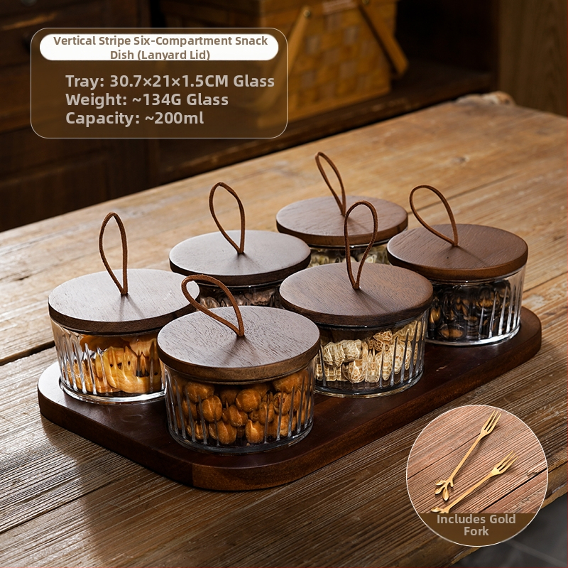 Διαχωριζόμενο πιάτο φρούτων ιαπωνικού στυλ με καπάκι, στρογγυλό γυάλινο μπολ για φρούτα και σνακ, απλός σχεδιασμός