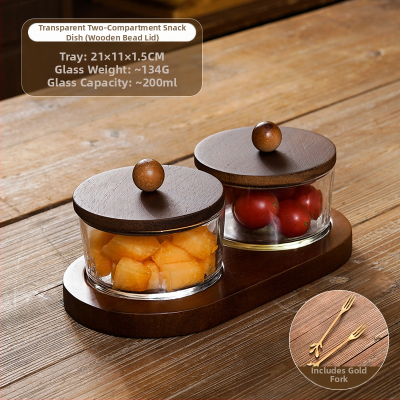 Διαχωριζόμενο πιάτο φρούτων ιαπωνικού στυλ με καπάκι, στρογγυλό γυάλινο μπολ για φρούτα και σνακ, απλός σχεδιασμός