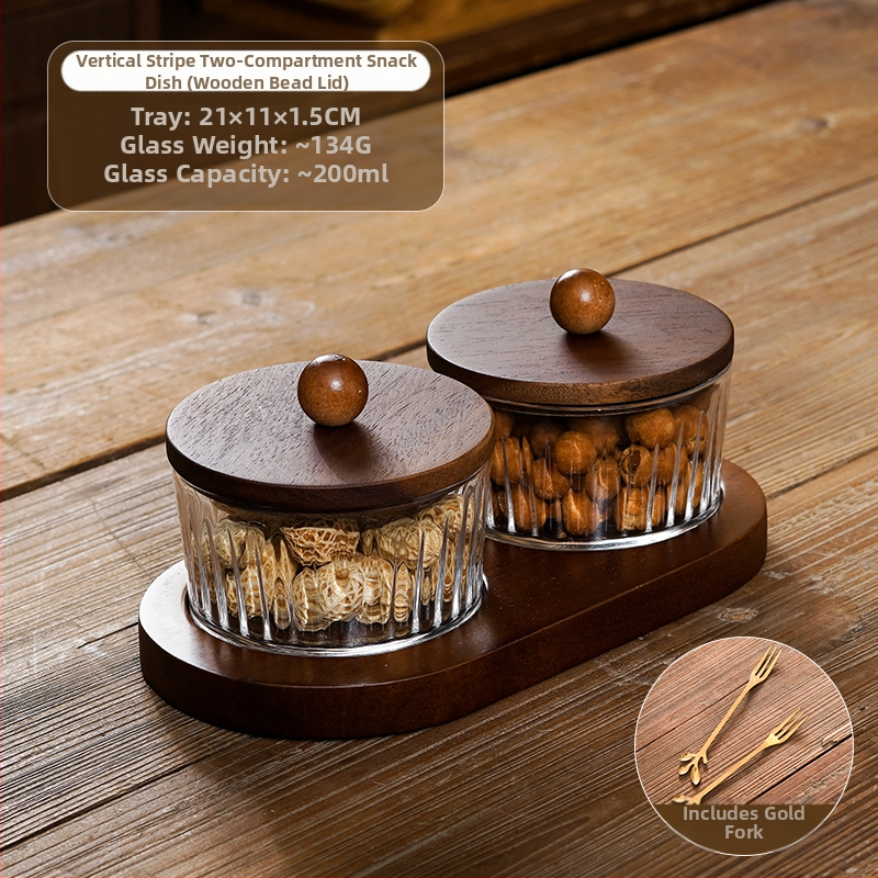 Διαχωριζόμενο πιάτο φρούτων ιαπωνικού στυλ με καπάκι, στρογγυλό γυάλινο μπολ για φρούτα και σνακ, απλός σχεδιασμός