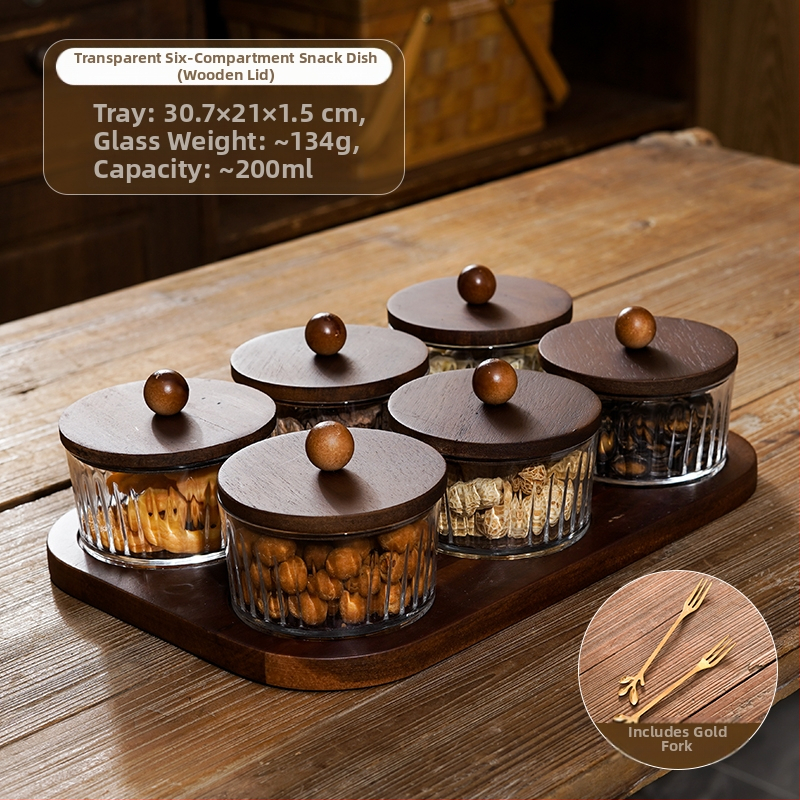 Διαχωριζόμενο πιάτο φρούτων ιαπωνικού στυλ με καπάκι, στρογγυλό γυάλινο μπολ για φρούτα και σνακ, απλός σχεδιασμός