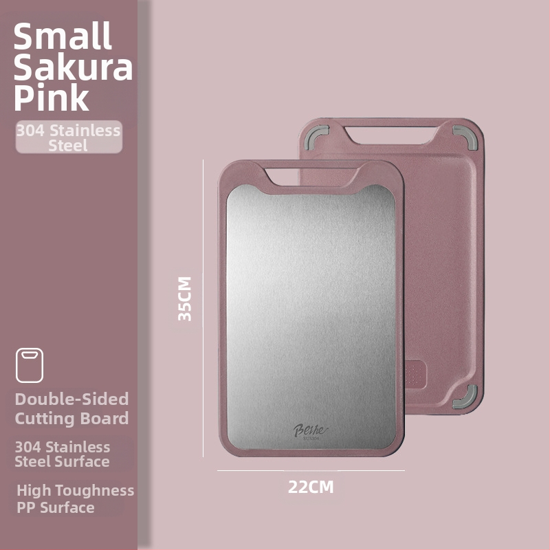 Πίνακας κοπής από 304 ανοξείδωτο ατσάλι-πλαστικό, διπλής όψεως, αντιολισθητικός, πολυλειτουργικός για κουζίνα, κοπή ωμών και ώριμων φρούτων, μοντέρνο μινιμαλιστικό στυλ