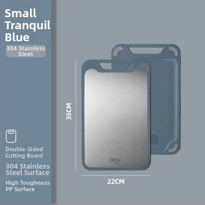 Πίνακας κοπής από 304 ανοξείδωτο ατσάλι-πλαστικό, διπλής όψεως, αντιολισθητικός, πολυλειτουργικός για κουζίνα, κοπή ωμών και ώριμων φρούτων, μοντέρνο μινιμαλιστικό στυλ