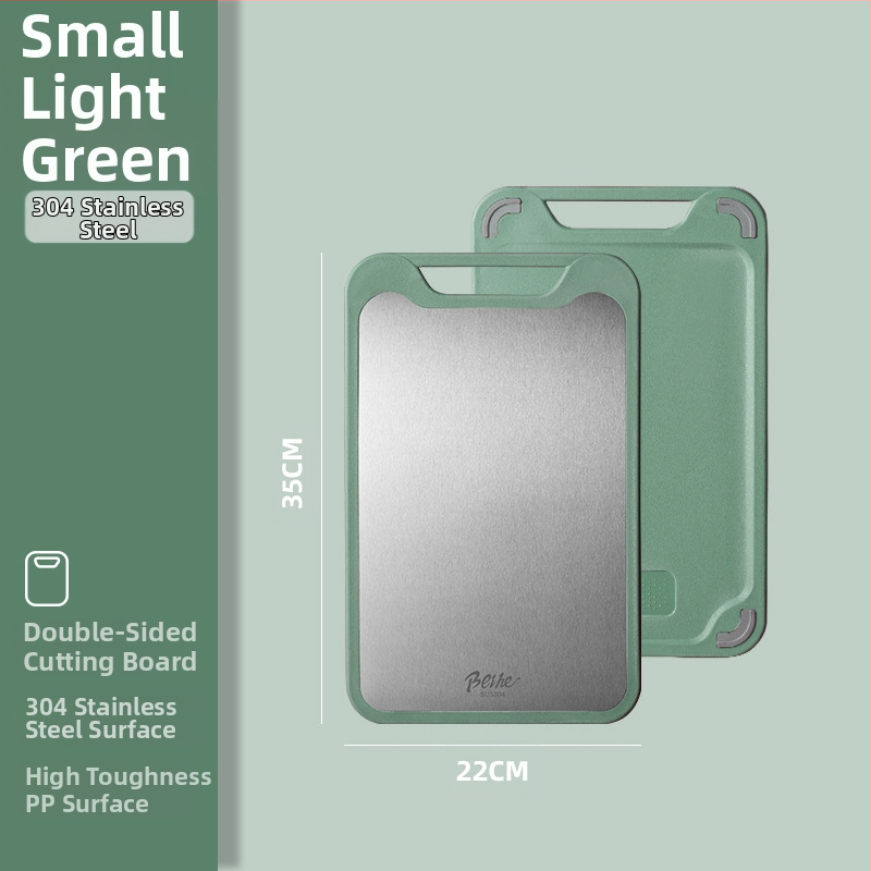 Πίνακας κοπής από 304 ανοξείδωτο ατσάλι-πλαστικό, διπλής όψεως, αντιολισθητικός, πολυλειτουργικός για κουζίνα, κοπή ωμών και ώριμων φρούτων, μοντέρνο μινιμαλιστικό στυλ