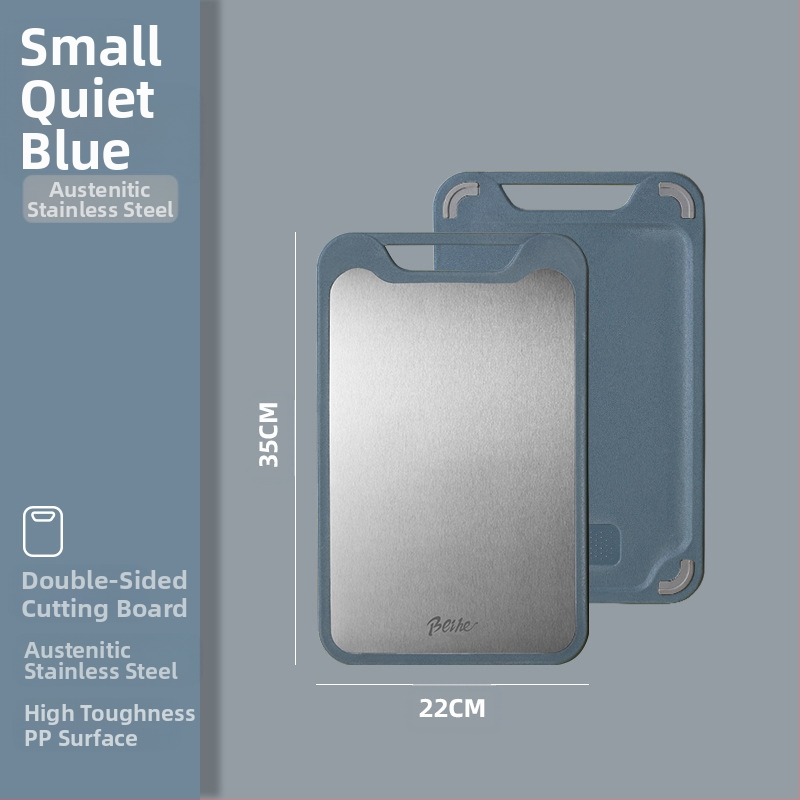 Πίνακας κοπής από 304 ανοξείδωτο ατσάλι-πλαστικό, διπλής όψεως, αντιολισθητικός, πολυλειτουργικός για κουζίνα, κοπή ωμών και ώριμων φρούτων, μοντέρνο μινιμαλιστικό στυλ