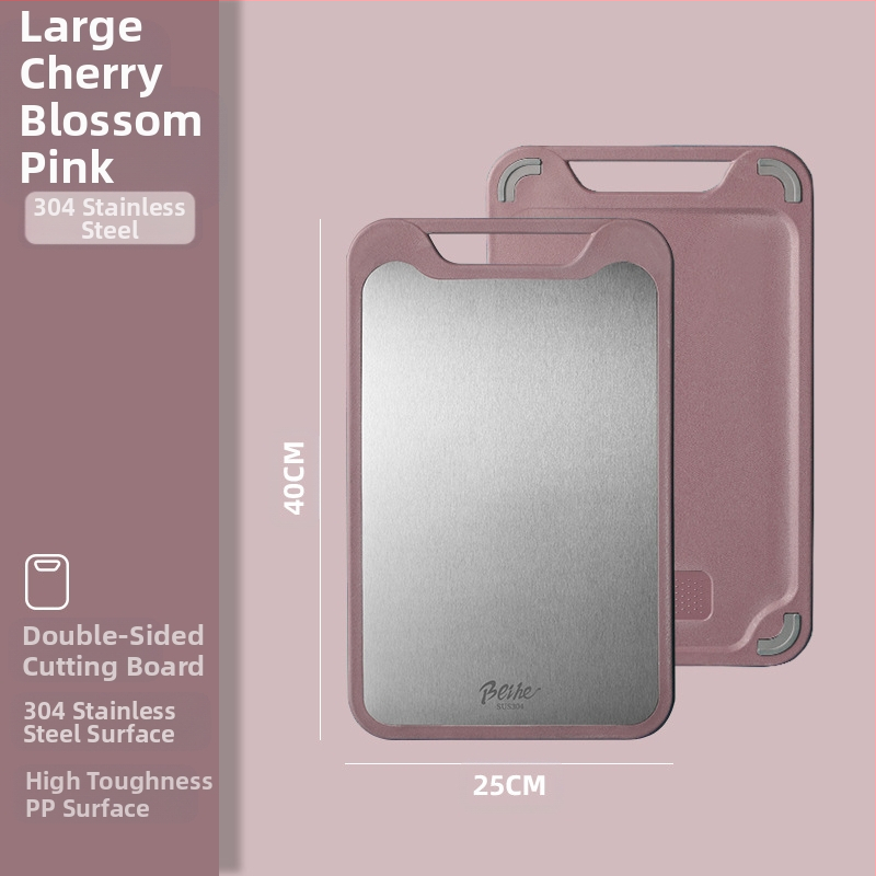 Πίνακας κοπής από 304 ανοξείδωτο ατσάλι-πλαστικό, διπλής όψεως, αντιολισθητικός, πολυλειτουργικός για κουζίνα, κοπή ωμών και ώριμων φρούτων, μοντέρνο μινιμαλιστικό στυλ