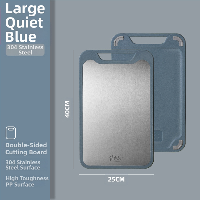 Πίνακας κοπής από 304 ανοξείδωτο ατσάλι-πλαστικό, διπλής όψεως, αντιολισθητικός, πολυλειτουργικός για κουζίνα, κοπή ωμών και ώριμων φρούτων, μοντέρνο μινιμαλιστικό στυλ