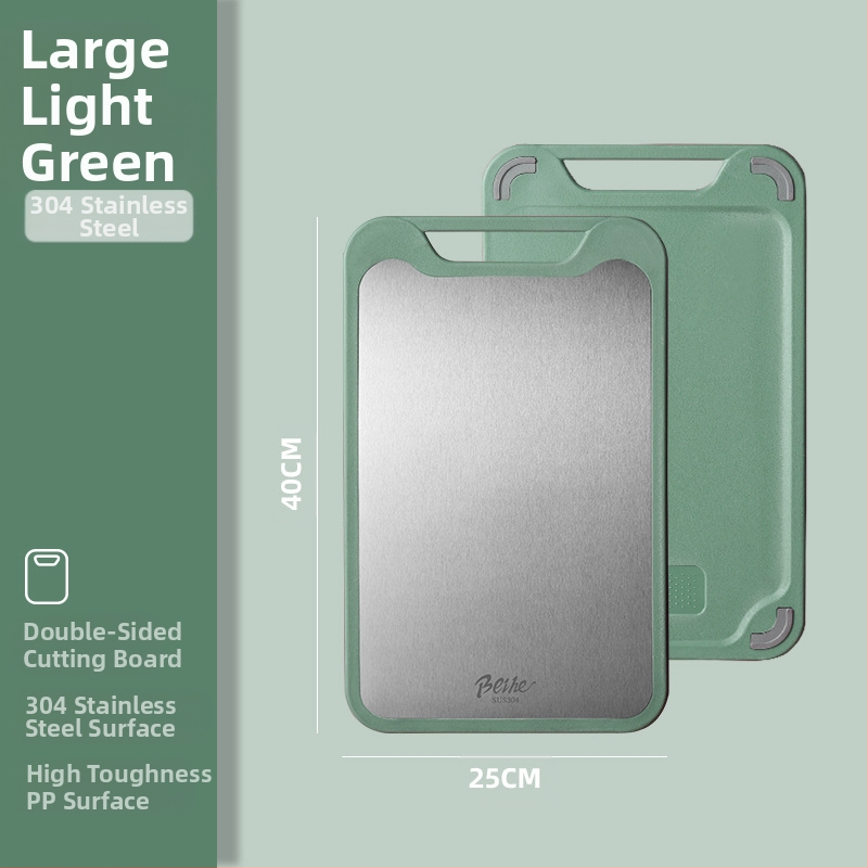 Πίνακας κοπής από 304 ανοξείδωτο ατσάλι-πλαστικό, διπλής όψεως, αντιολισθητικός, πολυλειτουργικός για κουζίνα, κοπή ωμών και ώριμων φρούτων, μοντέρνο μινιμαλιστικό στυλ