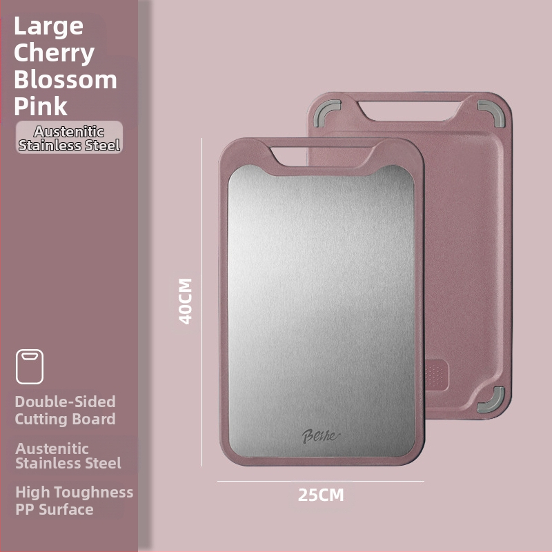 Πίνακας κοπής από 304 ανοξείδωτο ατσάλι-πλαστικό, διπλής όψεως, αντιολισθητικός, πολυλειτουργικός για κουζίνα, κοπή ωμών και ώριμων φρούτων, μοντέρνο μινιμαλιστικό στυλ