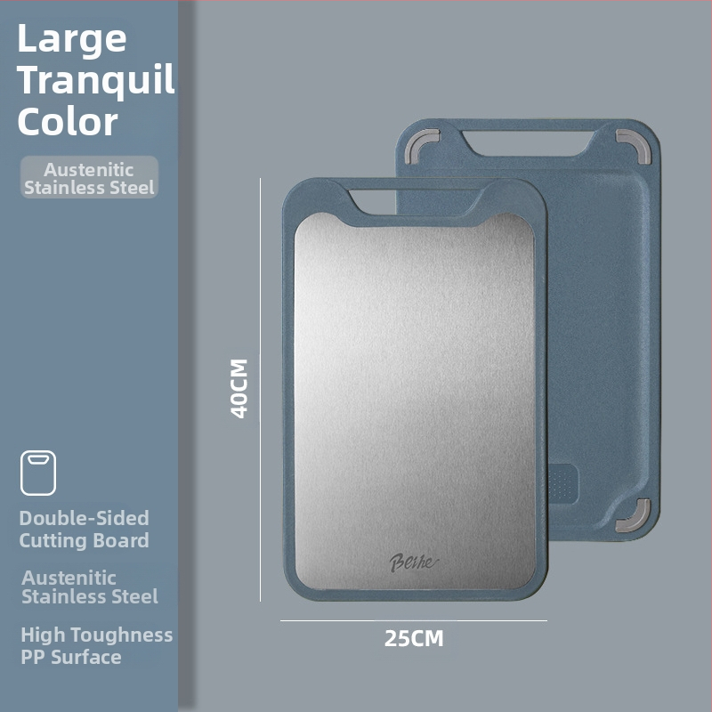 Πίνακας κοπής από 304 ανοξείδωτο ατσάλι-πλαστικό, διπλής όψεως, αντιολισθητικός, πολυλειτουργικός για κουζίνα, κοπή ωμών και ώριμων φρούτων, μοντέρνο μινιμαλιστικό στυλ