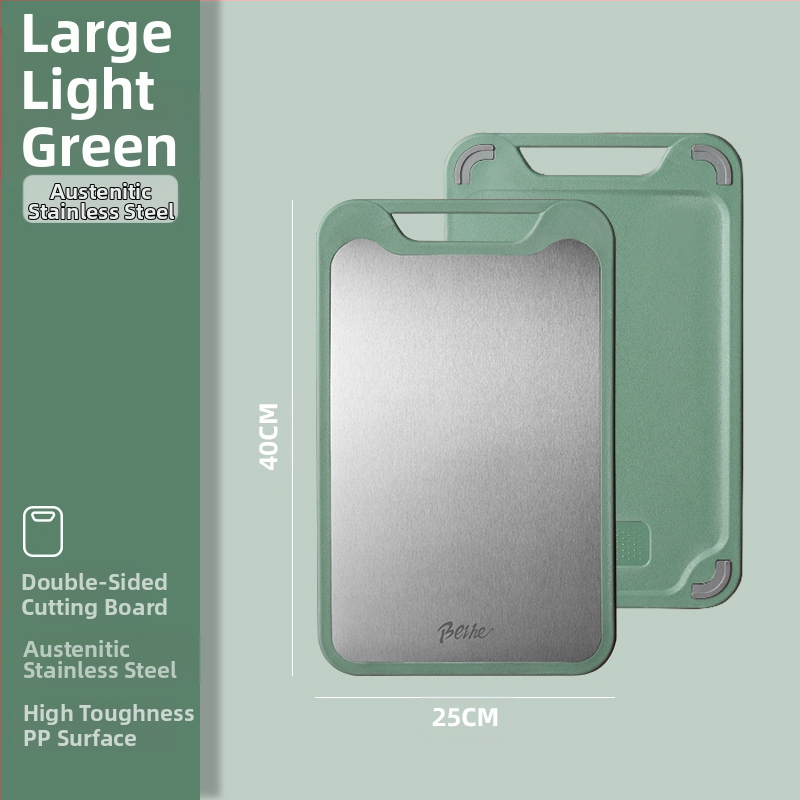 Πίνακας κοπής από 304 ανοξείδωτο ατσάλι-πλαστικό, διπλής όψεως, αντιολισθητικός, πολυλειτουργικός για κουζίνα, κοπή ωμών και ώριμων φρούτων, μοντέρνο μινιμαλιστικό στυλ