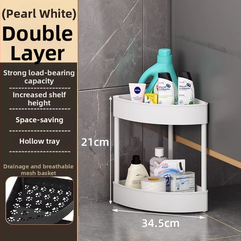 Fürdőszobai háromszög sarkos polc, műanyag, egyszerű modern dizájn, CE tanúsítvány