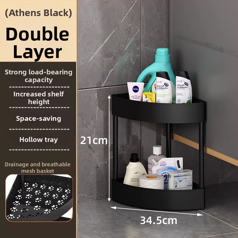 Fürdőszobai háromszög sarkos polc, műanyag, egyszerű modern dizájn, CE tanúsítvány