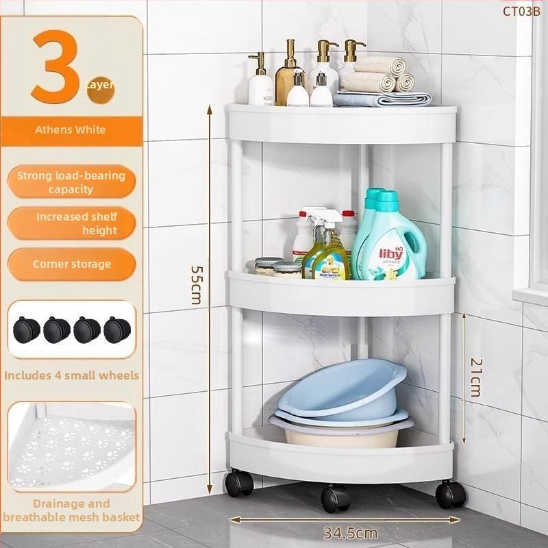 Fürdőszobai háromszög sarkos polc, műanyag, egyszerű modern dizájn, CE tanúsítvány