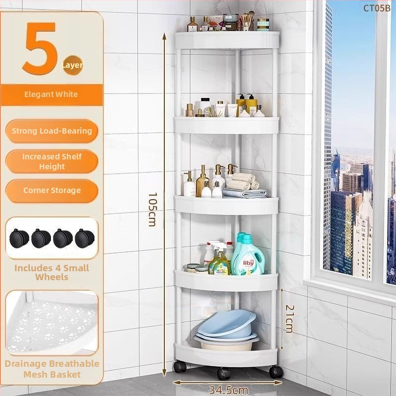 Fürdőszobai háromszög sarkos polc, műanyag, egyszerű modern dizájn, CE tanúsítvány