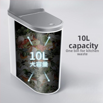 Κάδος απορριμμάτων μπάνιου με καπάκι που πιέζεται, πλαστικός, 10 L, τετράγωνος, απαλό κλείσιμο, οικιακή χρήση