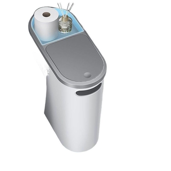 Κάδος απορριμμάτων μπάνιου με καπάκι που πιέζεται, πλαστικός, 10 L, τετράγωνος, απαλό κλείσιμο, οικιακή χρήση