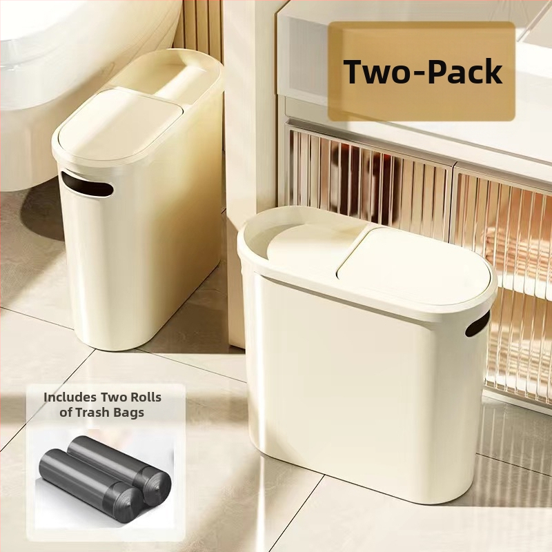Κάδος απορριμμάτων μπάνιου με καπάκι που πιέζεται, πλαστικός, 10 L, τετράγωνος, απαλό κλείσιμο, οικιακή χρήση