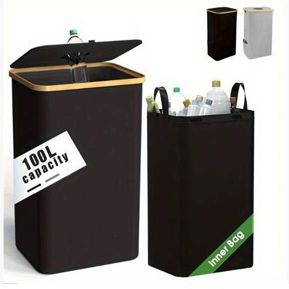 Κάλαθι αποθήκευσης με καπάκι για ανακύκλωση μπουκαλιών, αναδιπλούμενο καλάθι από ύφασμα Oxford