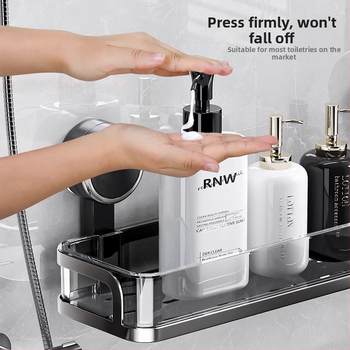 Οργανωτής τοίχου μπάνιου με βεντούζα – PET + Ανοξείδωτο ατσάλι, ένα ράφι, ελαφρύ πολυτελές στυλ, CE πιστοποίηση