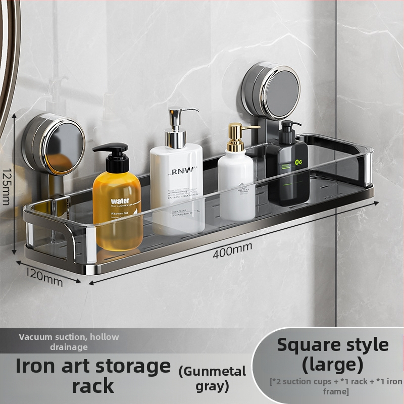 Fali szívócsés fürdőszobai tároló – PET + rozsdamentes acél, egy szintű, könnyed luxus stílus, CE tanúsítvány