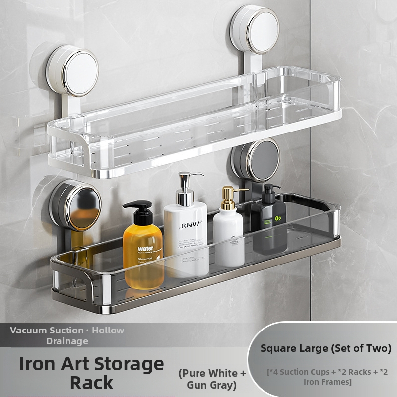 Fali szívócsés fürdőszobai tároló – PET + rozsdamentes acél, egy szintű, könnyed luxus stílus, CE tanúsítvány