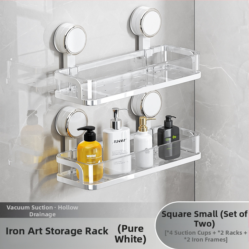 Fali szívócsés fürdőszobai tároló – PET + rozsdamentes acél, egy szintű, könnyed luxus stílus, CE tanúsítvány