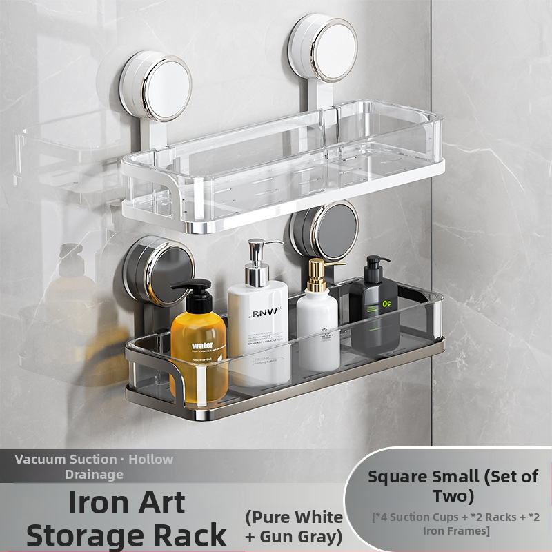 Fali szívócsés fürdőszobai tároló – PET + rozsdamentes acél, egy szintű, könnyed luxus stílus, CE tanúsítvány