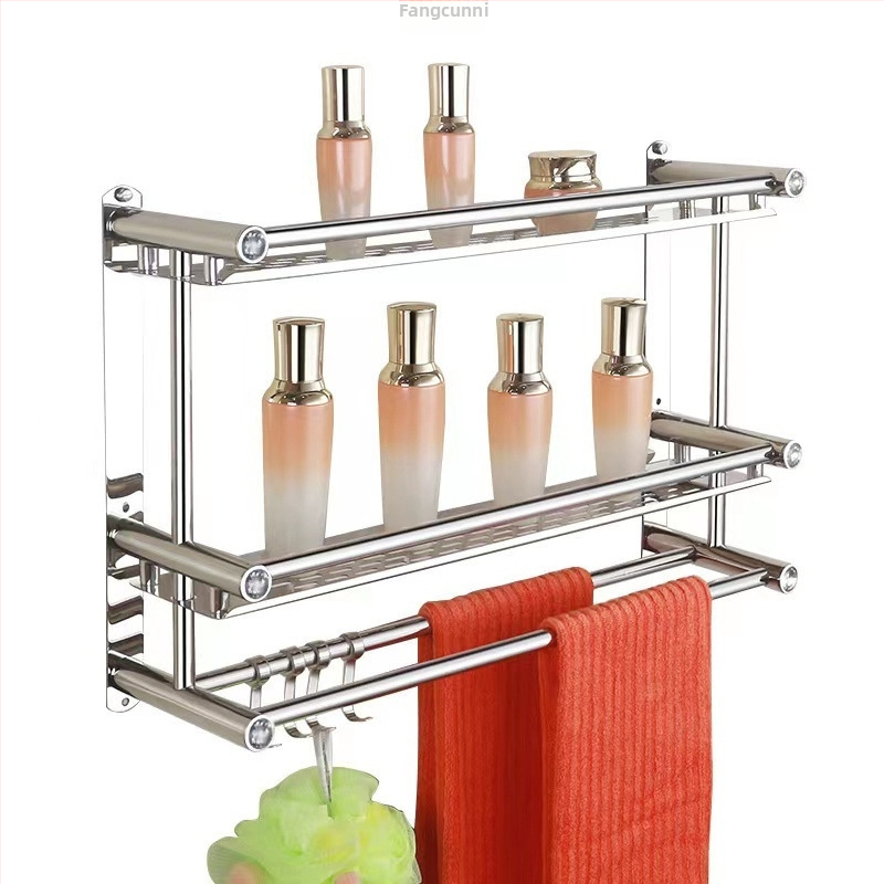 Държач за хавлии от неръждаема стомана, стенен монтаж без пробиване, за баня и кухня, нов китайски стил