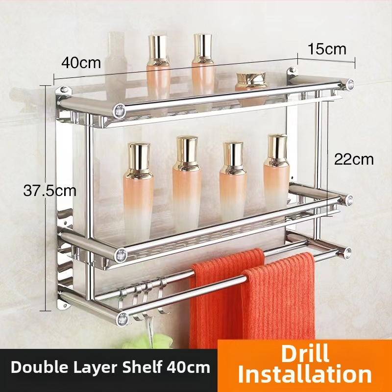 Ραφιέρα πετσέτας από ανοξείδωτο χάλυβα, τοίχου χωρίς τρύπες, για μπάνιο και κουζίνα, νέο κινεζικό στυλ