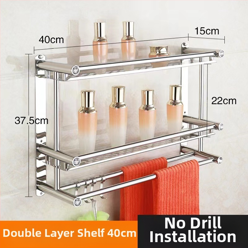 Ραφιέρα πετσέτας από ανοξείδωτο χάλυβα, τοίχου χωρίς τρύπες, για μπάνιο και κουζίνα, νέο κινεζικό στυλ