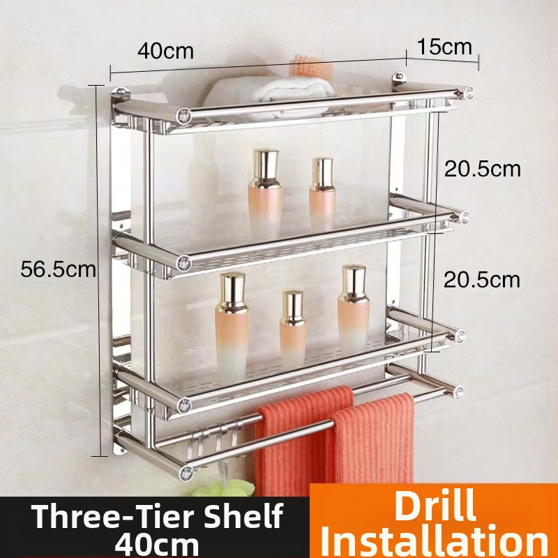 Ραφιέρα πετσέτας από ανοξείδωτο χάλυβα, τοίχου χωρίς τρύπες, για μπάνιο και κουζίνα, νέο κινεζικό στυλ