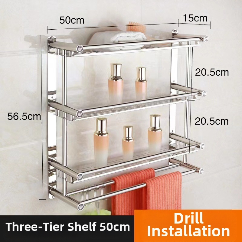 Ραφιέρα πετσέτας από ανοξείδωτο χάλυβα, τοίχου χωρίς τρύπες, για μπάνιο και κουζίνα, νέο κινεζικό στυλ