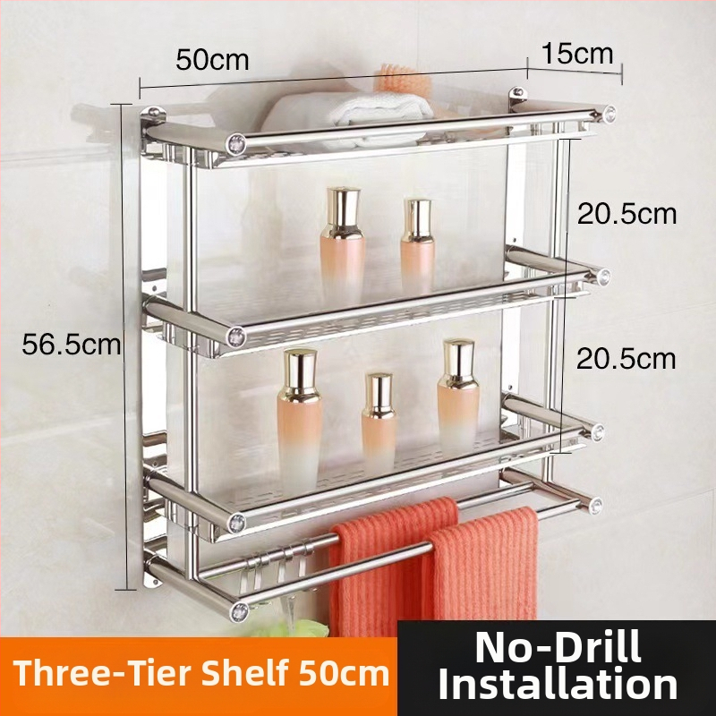 Ραφιέρα πετσέτας από ανοξείδωτο χάλυβα, τοίχου χωρίς τρύπες, για μπάνιο και κουζίνα, νέο κινεζικό στυλ