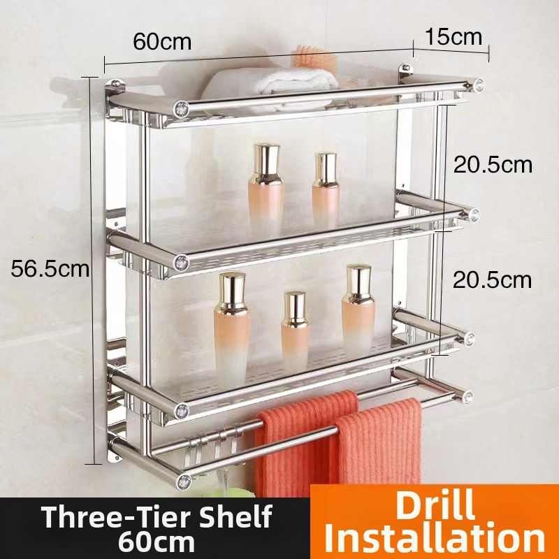 Ραφιέρα πετσέτας από ανοξείδωτο χάλυβα, τοίχου χωρίς τρύπες, για μπάνιο και κουζίνα, νέο κινεζικό στυλ