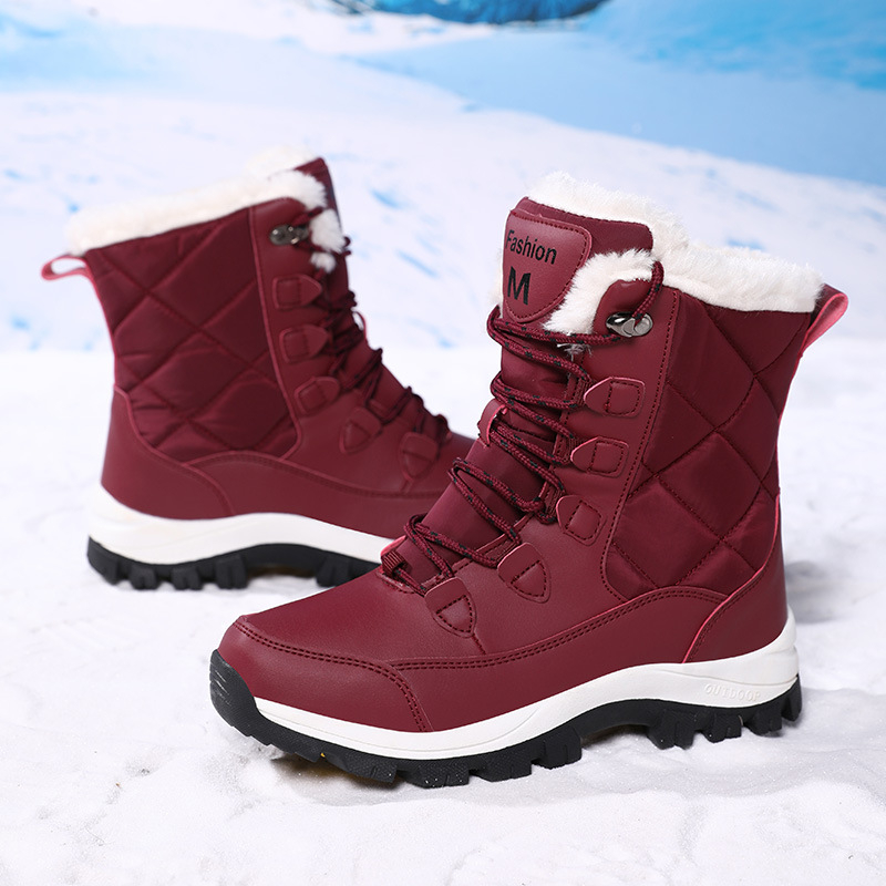 Дамски високи зимни обувки – Изкуствена кожа, Топла подплата, Висок връх, Издръжливи