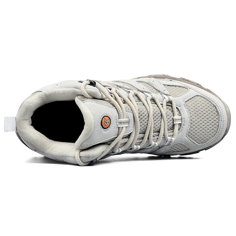 Унисекс планински обувки за туризъм с висок връх – дишаща горна част Mesh + суперфибър, EVA средна подметка, противохлъзгаща гумена подметка