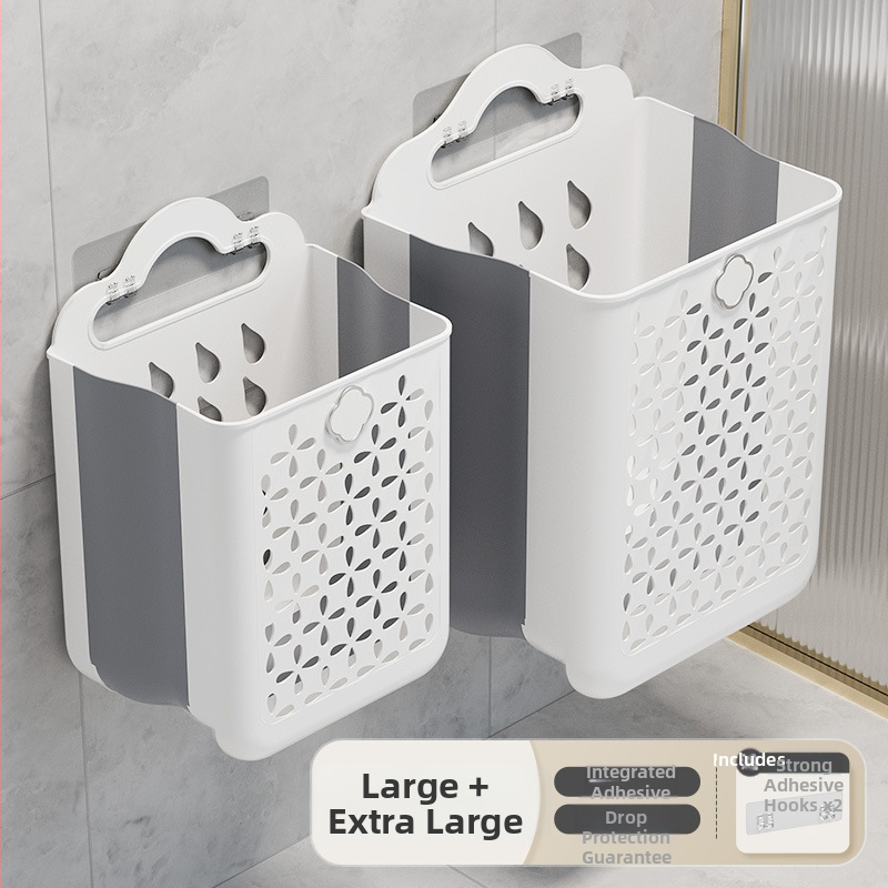Plastikinis vonios kambario skalbinių krepšys, sieninis, sulankstomas, skirtas purviniems drabužiams