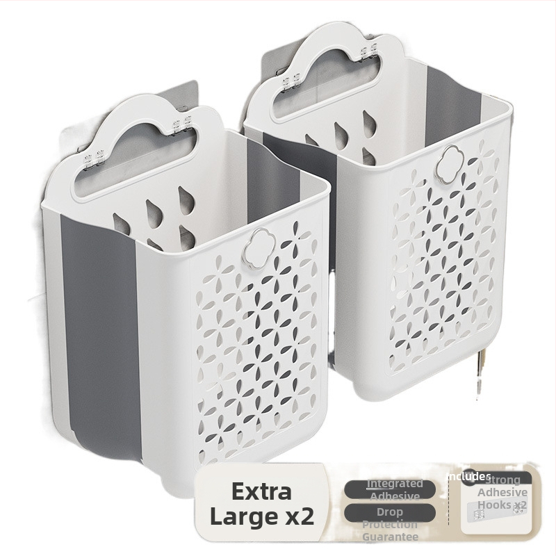 Plastikinis vonios kambario skalbinių krepšys, sieninis, sulankstomas, skirtas purviniems drabužiams