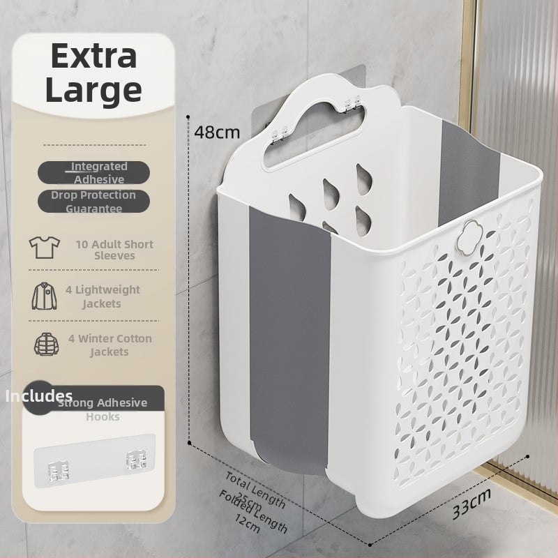 Plastikinis vonios kambario skalbinių krepšys, sieninis, sulankstomas, skirtas purviniems drabužiams