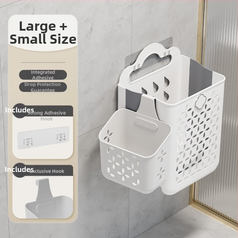Plastikinis vonios kambario skalbinių krepšys, sieninis, sulankstomas, skirtas purviniems drabužiams