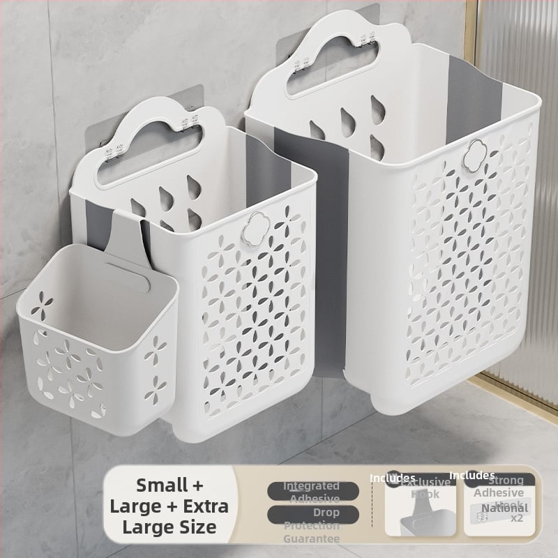 Plastikinis vonios kambario skalbinių krepšys, sieninis, sulankstomas, skirtas purviniems drabužiams