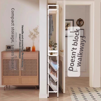 Τετραεπίπεδη δάπεδη ραφιέρα αποθήκευσης παπουτσιών και ρούχων, μοντέρνο μινιμαλιστικό στυλ, χάλυβας άνθρακα + PP, φορητή