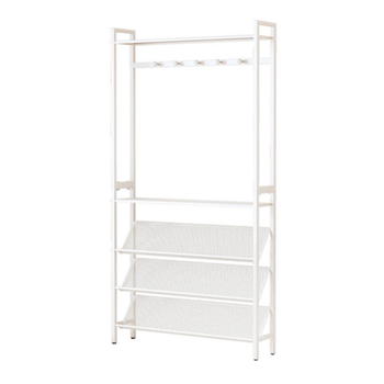 Τετραεπίπεδη δάπεδη ραφιέρα αποθήκευσης παπουτσιών και ρούχων, μοντέρνο μινιμαλιστικό στυλ, χάλυβας άνθρακα + PP, φορητή