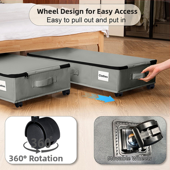 Κουτί αποθήκευσης κάτω από το κρεβάτι με ρόδες, 55L, ύφασμα Oxford 600D, πτυσσόμενο και ανθεκτικό στη σκόνη