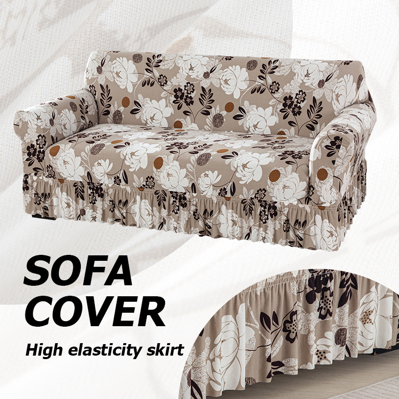 Poliesterio pluošto sofų užvalkalas su augalų gėlių raštu, tinkantis kampinėms sofoms, paprastas stilius