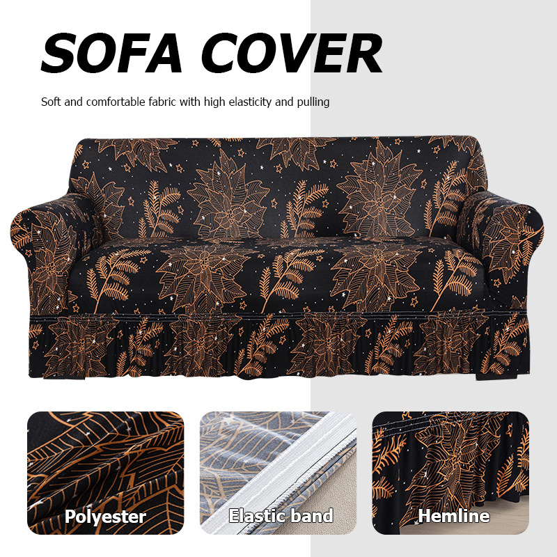 Poliesterio pluošto sofų užvalkalas su augalų gėlių raštu, tinkantis kampinėms sofoms, paprastas stilius