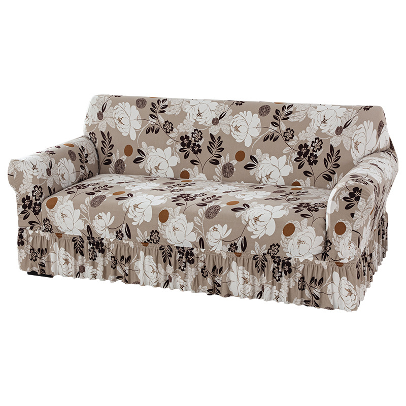 Poliesterio pluošto sofų užvalkalas su augalų gėlių raštu, tinkantis kampinėms sofoms, paprastas stilius