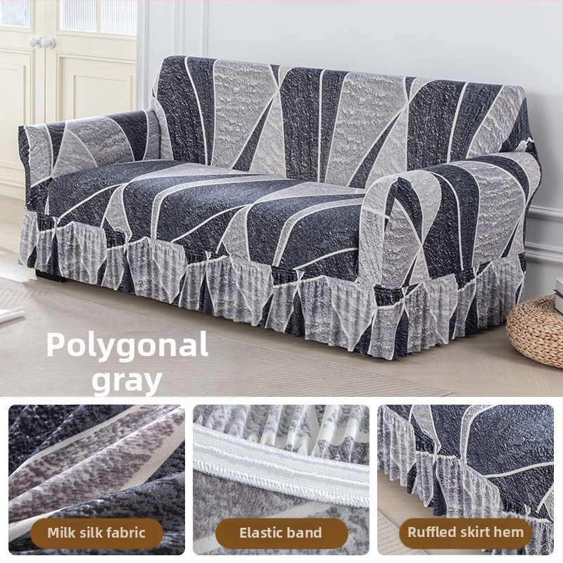 Poliesterio pluošto sofų užvalkalas su augalų gėlių raštu, tinkantis kampinėms sofoms, paprastas stilius